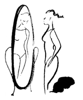 鏡の前でチェック
